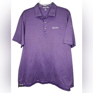 Peter Millar Sea Island Polo Golf Shirt Men’s Large Purple Striped Short Sleeve